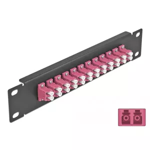 Fiber Optic Patch Panel DeLOCK 10" 12 Port LC Duplex violet 1U black