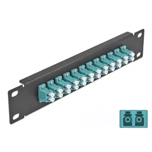 Fiber Optic Patch Panel DeLOCK 10" 12 Port LC Duplex aqua 1U black