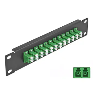 Fiber Optic Patch Panel DeLOCK 10" 12 Port LC Duplex green 1U black