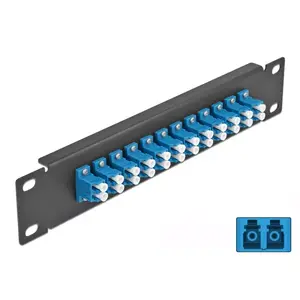 Fiber Optic Patch Panel DeLOCK 10" 12 Port LC Duplex blue 1U black
