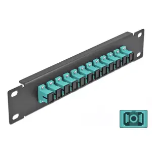 Fiber Optic Patch Panel DeLOCK 10" 12 Port SC Simplex aqua 1U black