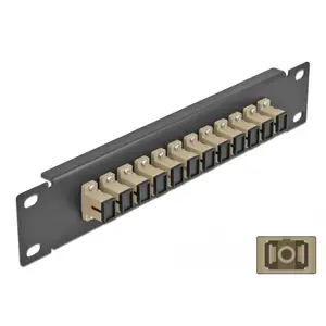 Fiber Optic Patch Panel DeLOCK 10" 12 Port SC Simplex Beige 1U Black