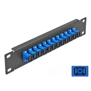 Fiber Optic Patch Panel DeLOCK 10" 12 Port SC Simplex blue 1U black