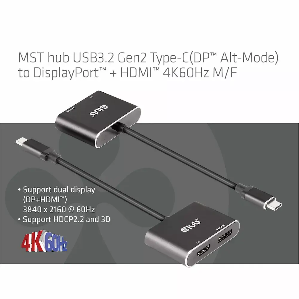 MST centrmezgls USB3.2 Gen2 Type-C CLUB3D CSV-1552 Photo 5