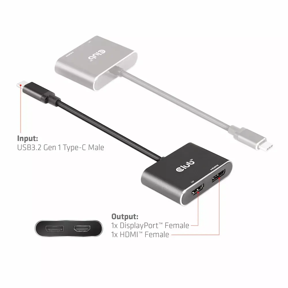 MST centrmezgls USB3.2 Gen2 Type-C CLUB3D CSV-1552 Photo 9