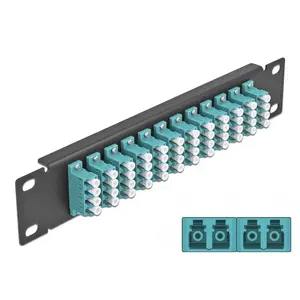 Fiber Optic Patch Panel DeLOCK 10" 12 Port LC Quad Aqua 1U Black