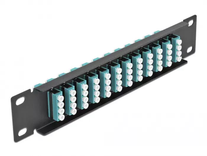 Fiber Optic Patch Panel DeLOCK 10" 12 Port LC Quad Aqua 1U Black Photo 2