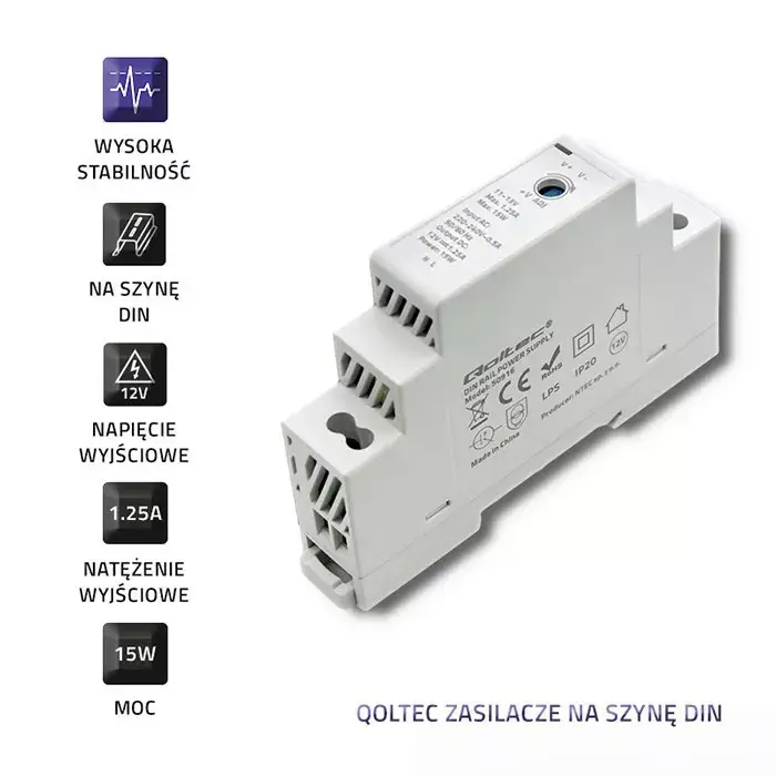 DIN-рейковый блок питания QOLTEC 50916 15W 12V Photo 3