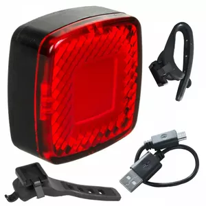 Задний велосипедный фонарь MACLEAN MCE355 — COB LED, 125 лм, USB-зарядка, 3 режима мигания, IP44