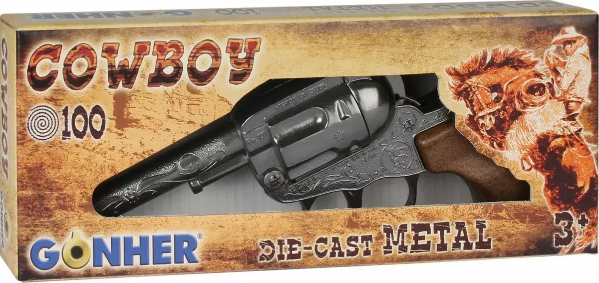 Metāla rotaļu kovboju revolveris Pulio modelis