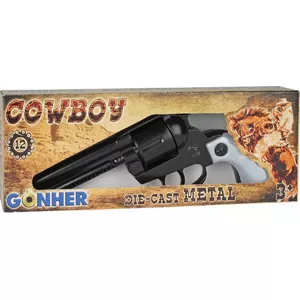 Toy metal cowboy revolver Pulio model 155121/6 — metal construction, single-action replica