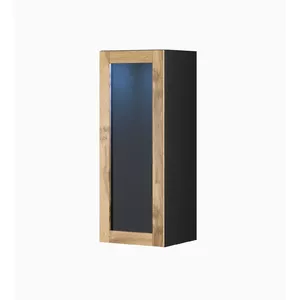 Витрина cama meble VIGO 90 стекло, навесная, 90×35×32 см, черный/вотан дуб