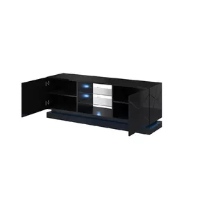 ТV тумба cama meble QIU 160 — MDF чёрный глянец, 1600×420×570 мм
