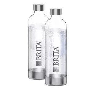 Carbonating bottle BRITA 1043722 — stainless steel, 1 L, transparent, pack of 2
