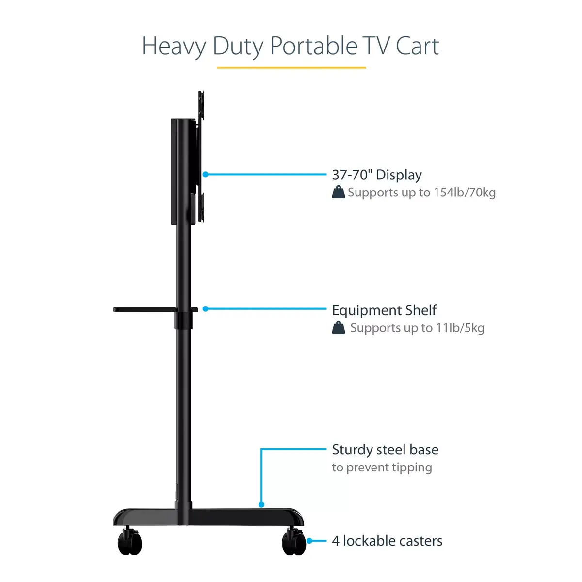 StarTech MBLTVSTNDEC mobilie TV ratiņi 37–70" Photo 8