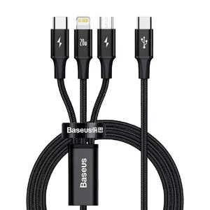USB Cable Baseus Rapid 3-in-1 1.5m USB A USB C/Micro USB A/Lightning Black