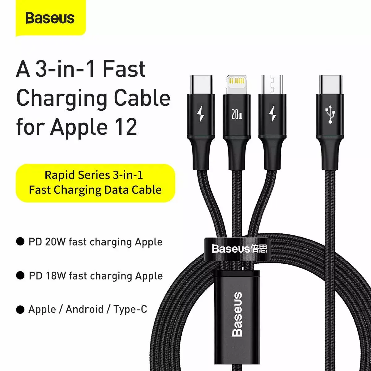 USB Cable Baseus Rapid 3-in-1 Photo 4