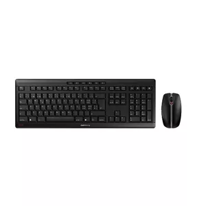 Cherry Stream Desktop Recharge komplekts — pilna izmēra RF bezvadu QWERTZ Swiss tastatūra ar peli, melna