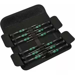 Screwdriver set Wera Kraftform Micro 12 — 12-piece precision set with magnetic tips