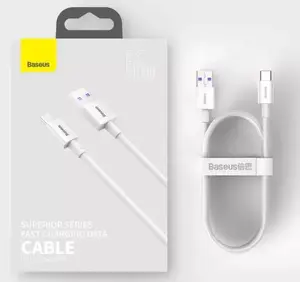 USB A uz USB C kabelis Baseus CATYS-02 66W 1,0 m balts, USB 2.0 dati 0,48 Gbit/s