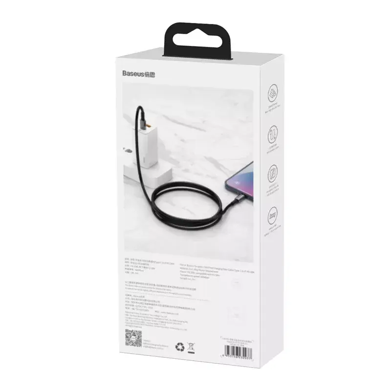 Kabelis Baseus Tungsten Gold 1m Photo 11