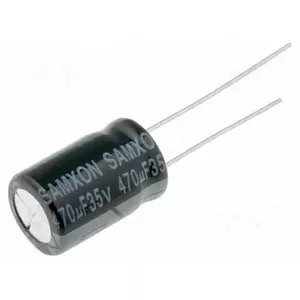 Elektrolītiskais THT kondensators 470 µF 35 V Ø10×16 mm — ar vadiem