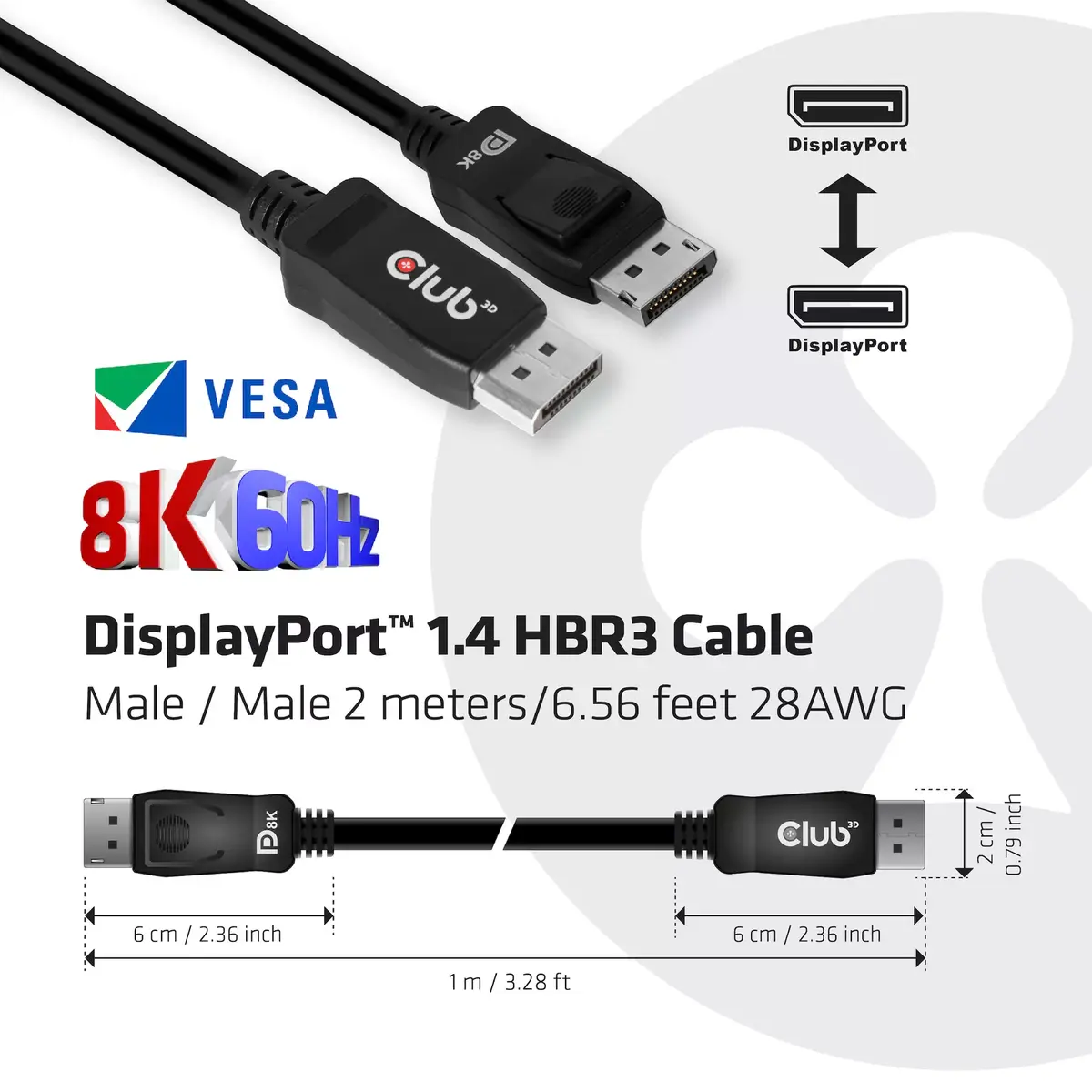DisplayPort kabelis CLUB3D CAC-2068 Photo 7