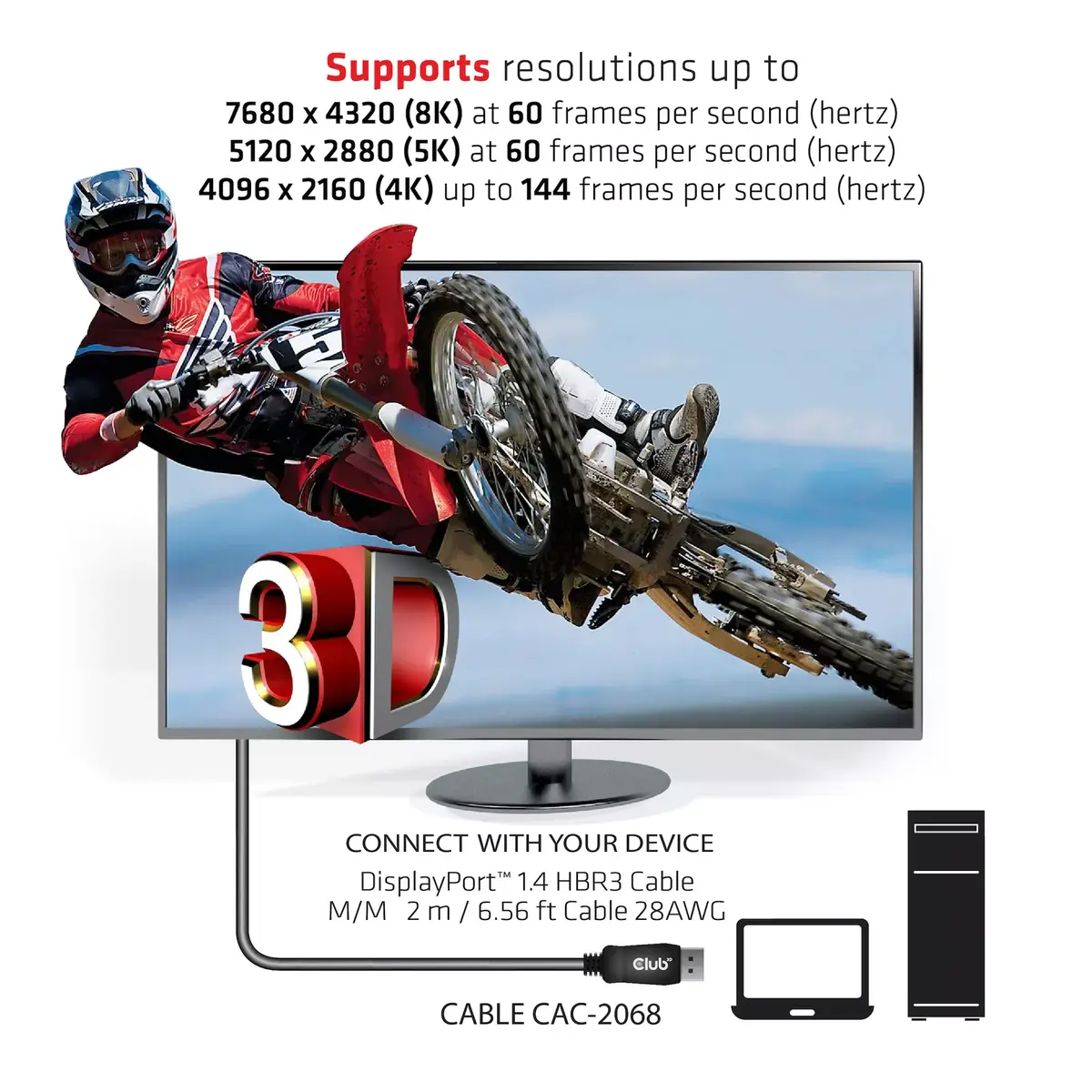 DisplayPort kabelis CLUB3D CAC-2068 Photo 9
