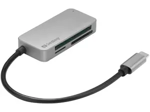 Sandberg USB-C Multi Card Reader Pro with USB 3.2 Gen 1 Type-C interface for CF, SD, MicroSD and other memory cards in black