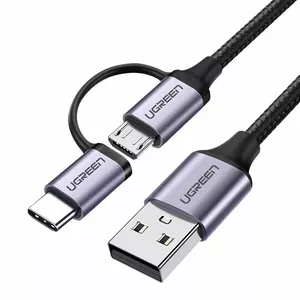 USB 2-in-1 cable UGREEN QC 3.0 Type-C & Micro USB 1m — fast charging and data transfer
