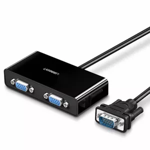 VGA video sadalītājs UGREEN 40254 — kabelis 1 m, 1 ieeja uz 2 VGA izejām (melns)