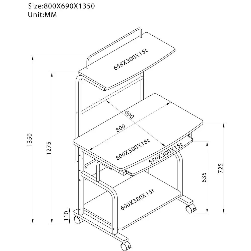 Компьютерный стол Techly ICA-TB 7800BK Photo 3