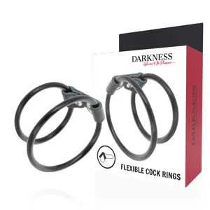 Ring DARKNESS D-221252 Double Flexible – double penis ring, flexible silicone construction