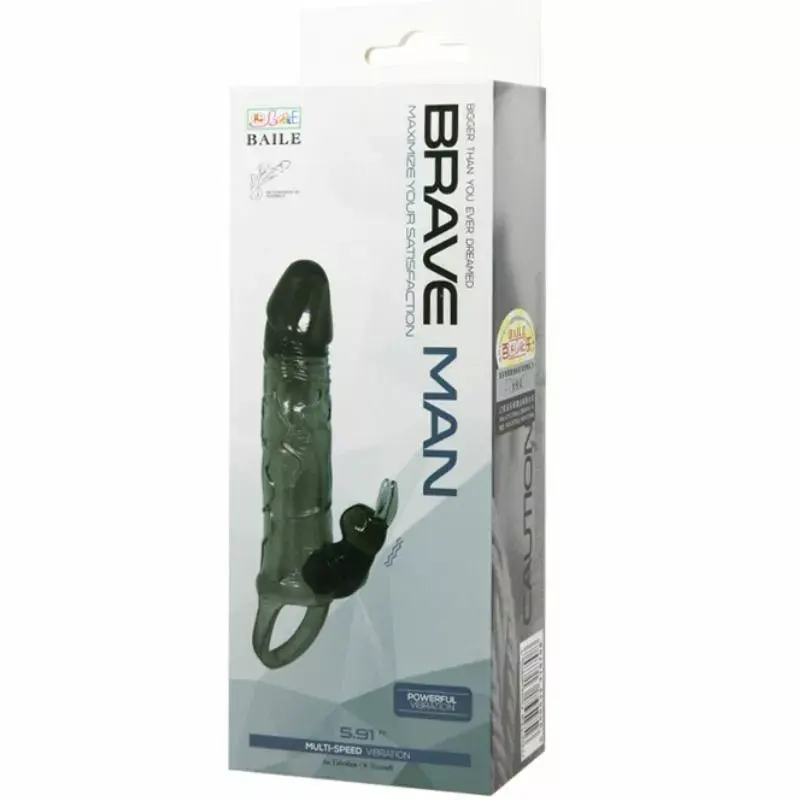 Penisa stiprinājums BAILE BRAVE MAN PENIS COVER WITH RABBIT BLACK Photo 9