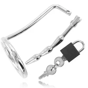 METAL HARD CHASTITY COCK RING URETRAL