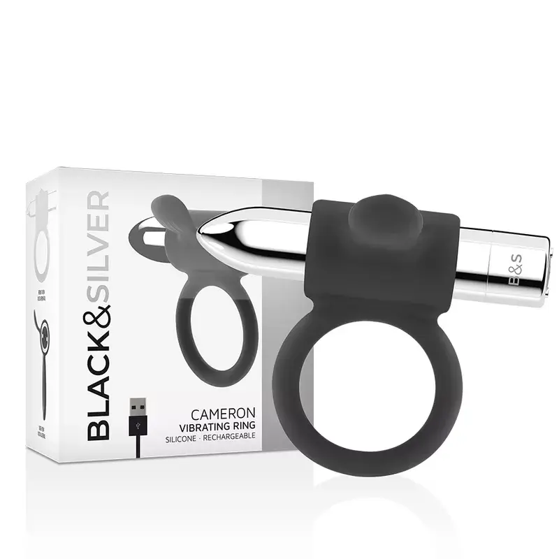 Vibrējošs gredzens black&silver CAMERON uzlādējams 10V Photo 2