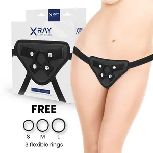 Strap-on ar silikona gredzeniem x ray D-227440 — regulējams, melns
