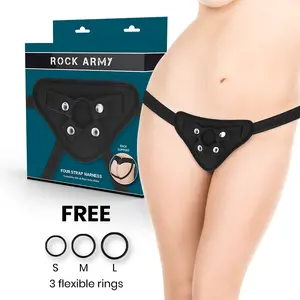Strap-on harness rock army Adjustable Harness and Flexible Rings Black — adjustable fit, flexible attachment rings