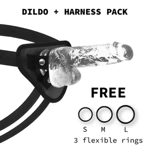 Strap-on x ray XRAY HARNESS + CLEAR COCK WITH BALLS 18.5 cm × 3.8 cm