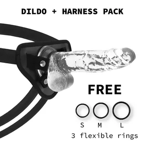 Strap-on x ray XRAY HARNESS + CLEAR COCK WITH BALLS 20 cm × 4.5 cm