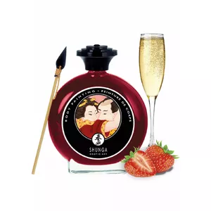 Набор для боди-арт Shunga Strawberry and Cava 94508 — съедобная краска для тела, вкусы клубника и кавa
