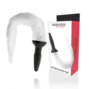Anal Plug DARKNESS Silicone Black with White Tail