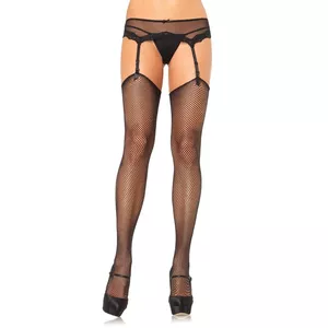 LEG AVENUE FISHNET STOCKINGS WITHOUT SILICONE HOOK-AND-LOOP TOP