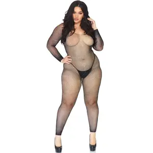 Боди Leg Avenue 1X-2X Черный Кристаллизованный Сет 85694