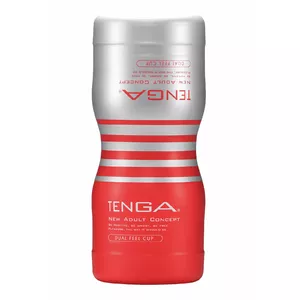 Male stroker TENGA Dual Sensation cup Thermoplastic elastomer Red Silver, 15.5 cm, disposable, flexible inner diameter