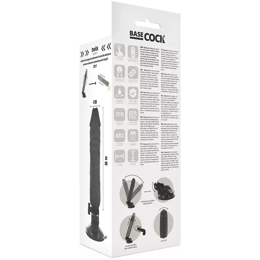 Вибратор BASECOCK Silicone Black 20 см Photo 5
