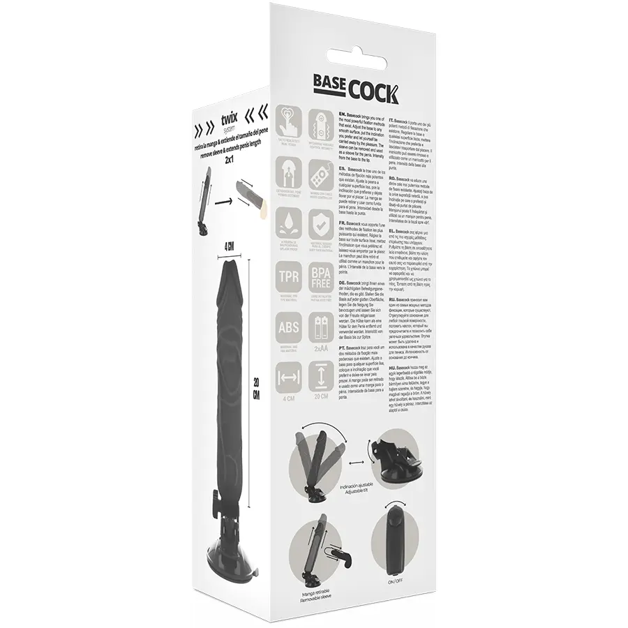 Вибратор BASECOCK Silicone Black 20 см Photo 5