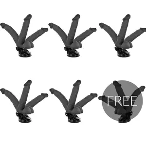 Vibrators BASECOCK reālistisks locāms ar tālvadību melns 20 cm, 5+1 režīms