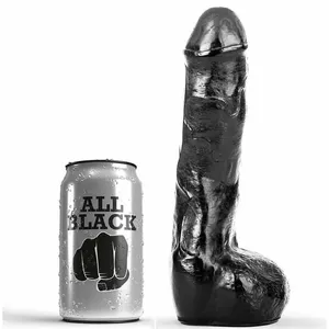 Anālais dildo all black D-222808 — silikons, reālistisks dizains, 20 cm, stipra pamatne