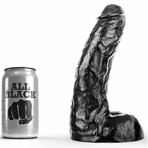 Dildo all black D-222831 — silicone, realistic design, 25.5 cm, 1.104 kg